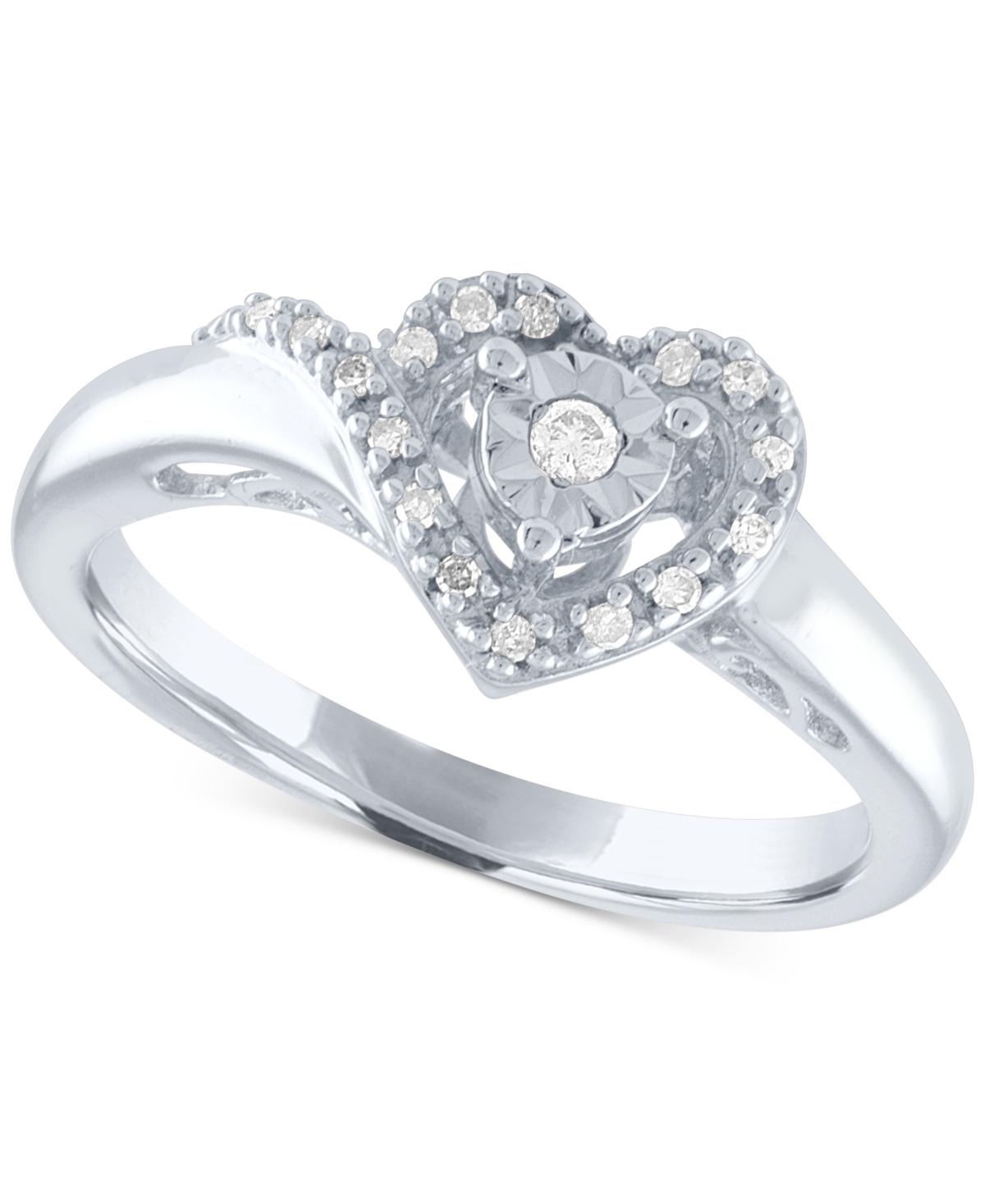 Diamond Heart Promise Ring (1/10 ct. t.w.) in Sterling Silver - Sterling Silver
