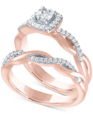 image of Diamond Bridal Set (1/4 ct. t.w.) in 14k Rose Gold Over Sterling Silver