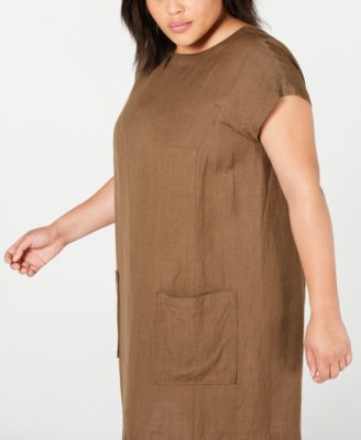 Eileen Fisher Plus-Size Boat-Neck Shift Dress