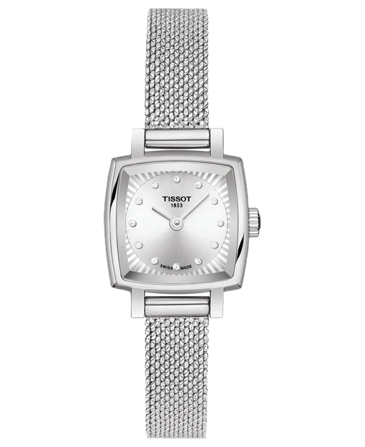 Shop Tissot Women's Swiss T-lady Lovely Diamond Accent Stainless Steel Mesh Bracelet Watch 20mm In Silver