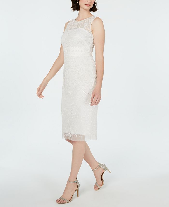Adrianna Papell Embellished Illusion Sheath Dress - Macy's