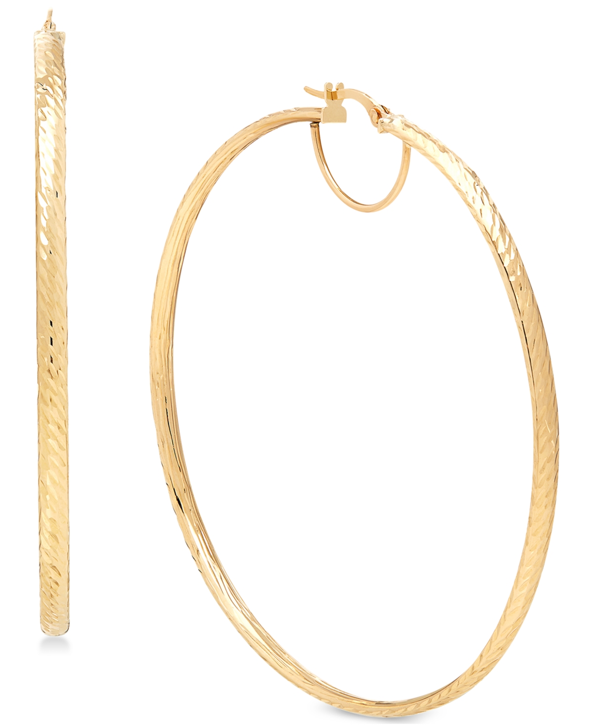 Round Hoop Earrings in 14k Gold, 60mm - Yellow Gold