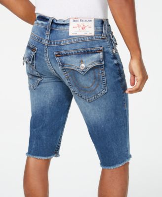 True Religion Men's Ricky Flap Relaxed-Straight Fit Stretch Denim Shorts