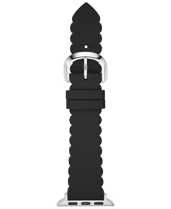 kate spade new york Women's Black Scalloped Silicone Apple Watch Strap