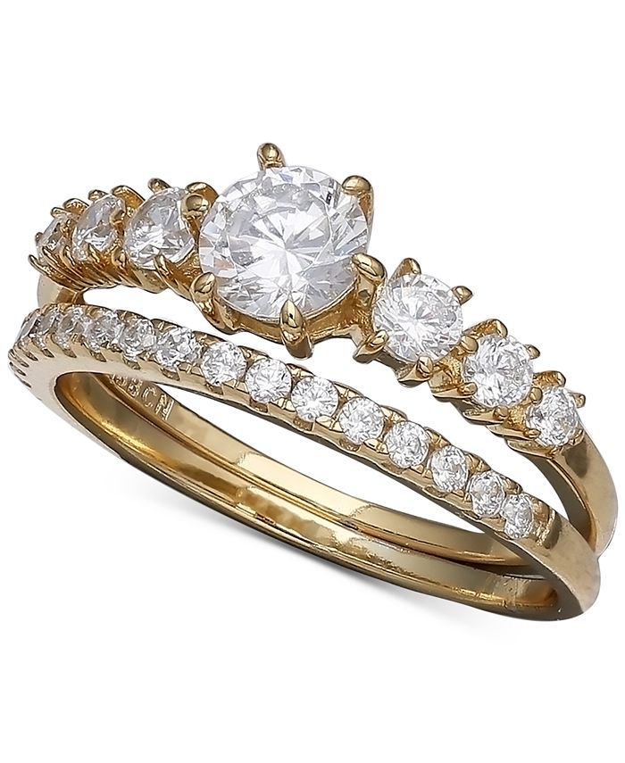 Giani Bernini Cubic Zirconia Bridal Set in 18k Gold Over Sterling ...