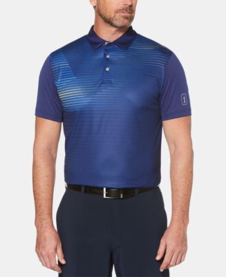 PGA Tour Men's Blurred Chest Stripe Golf Polo Blue Size Large