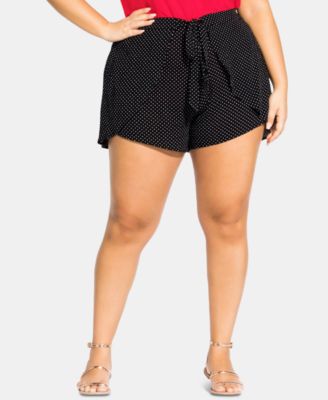 City Chic - Plus Size Tie-Front Tulip-Hem Shorts