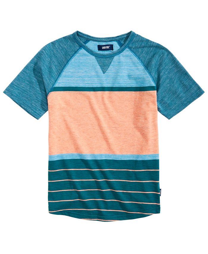 Univibe Big Boys Jayden Colorblocked Stripe Raglan-Sleeve T-Shirt ...