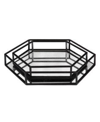 Felicia Nesting Metal Mirrored Decorative Trays, 2 Piece