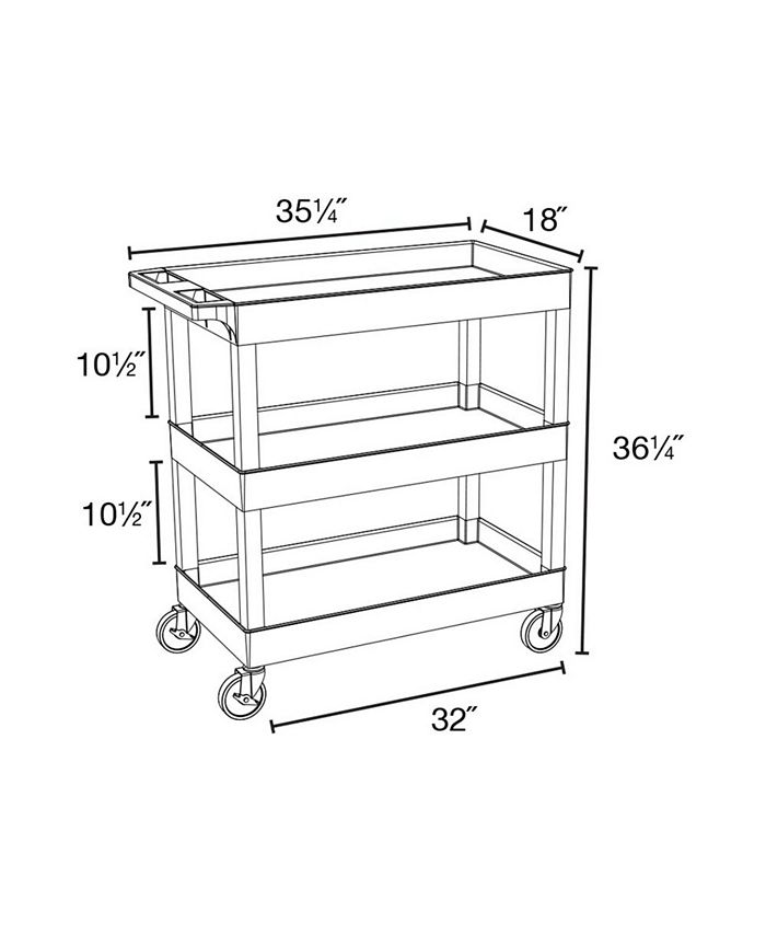 32" x 18" Three Shelves Tub Utility Cart Blue Macy's