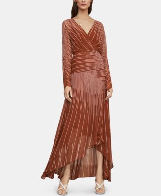 FAUX-WRAP CHIFFON DRESS WITH BLACK Sash Papaya main image 1