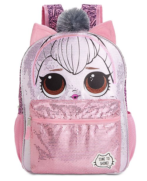 FAB Little & Big Girls LOL Dolls Kitty Queen Reversible Sequin Backpack