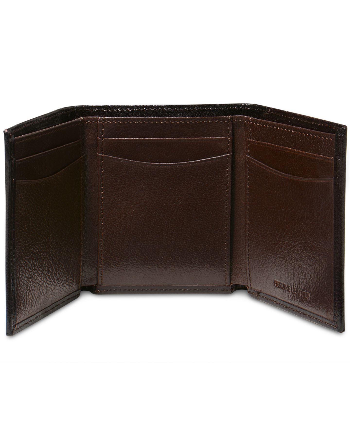 Мужской кошелёк Perry Ellis Portfolio Leather Michigan Slim Ombre Trifold Wallet, цвет: Коричневый — фото 2