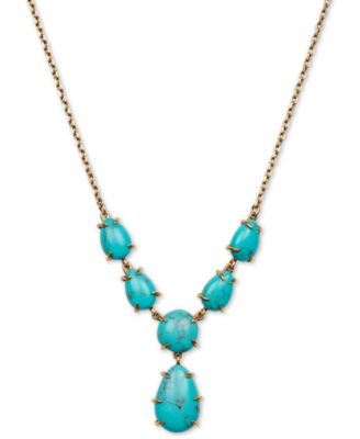 Lucky Brand - Gold-Tone Imitation Turquoise Pendant Necklace