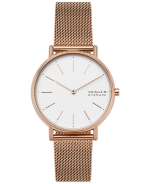 image of Skagen Women-s Signatur Rose Gold-Tone Stainless Steel Mesh Bracelet Watch 38mm