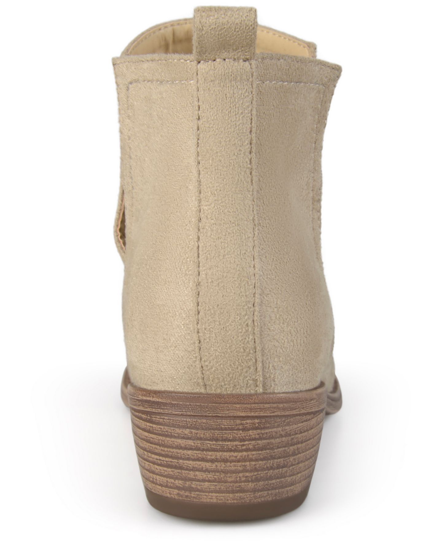 Женские ботинки Journee Collection Rimi Notched Ankle Stacked Heel Booties, цвет: Бежевый — фото 3