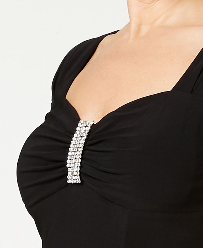 R&M Richards Abito Lungo Da Sera Con Spalle Scoperte E Strass - Scollo A Cuore, Maniche 3/4, Taglie Forti