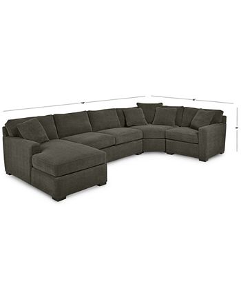 Furniture Radley 4 Piece Fabric Chaise, Black Cloth Sectional Sofa