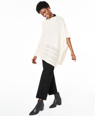 Charter Club - Metallic Open-Stitch Poncho Sweater