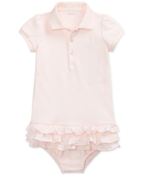 Платье Polo Ralph Lauren Ruffled Trim Cupcake Dress для девочек-малышей, цвет: Розовый