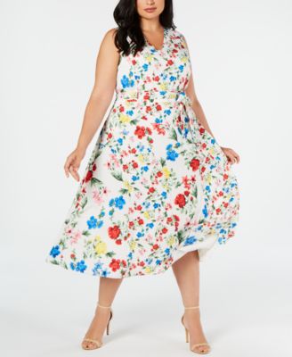 Calvin Klein - Plus Size Mixed-Floral-Print Dress