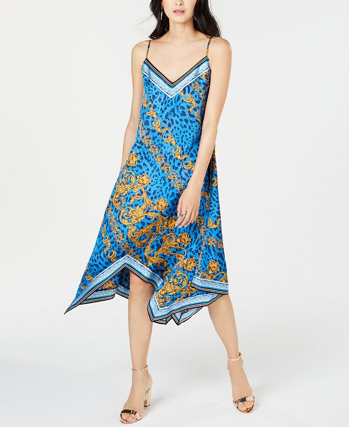 INC International Concepts INC Printed Handkerchief Hem Slip Dress