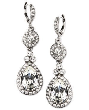 image of Givenchy Silver-Tone Swarovski Element Double Drop Earrings