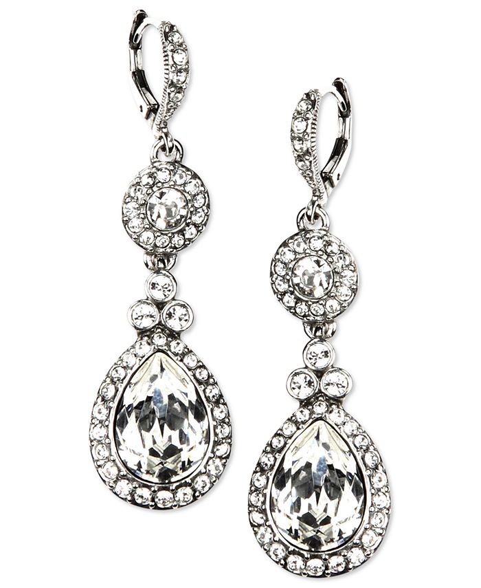 Givenchy Silver-Tone Crystal Element Double Drop Earrings & Reviews -  Earrings - Jewelry & Watches - Macy's