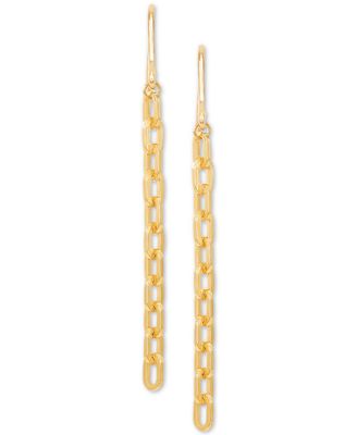 Italian Gold - Forzatina Chain Drop Earrings in 10k Gold