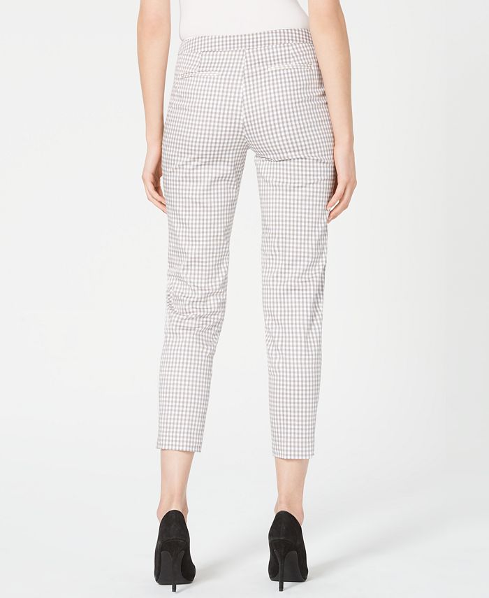 Anne Klein Checked Faux-Pocket Mid-Rise Pants - Macy's