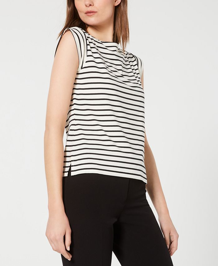 Anne Klein Striped BoatNeck CapSleeve Top Macy's
