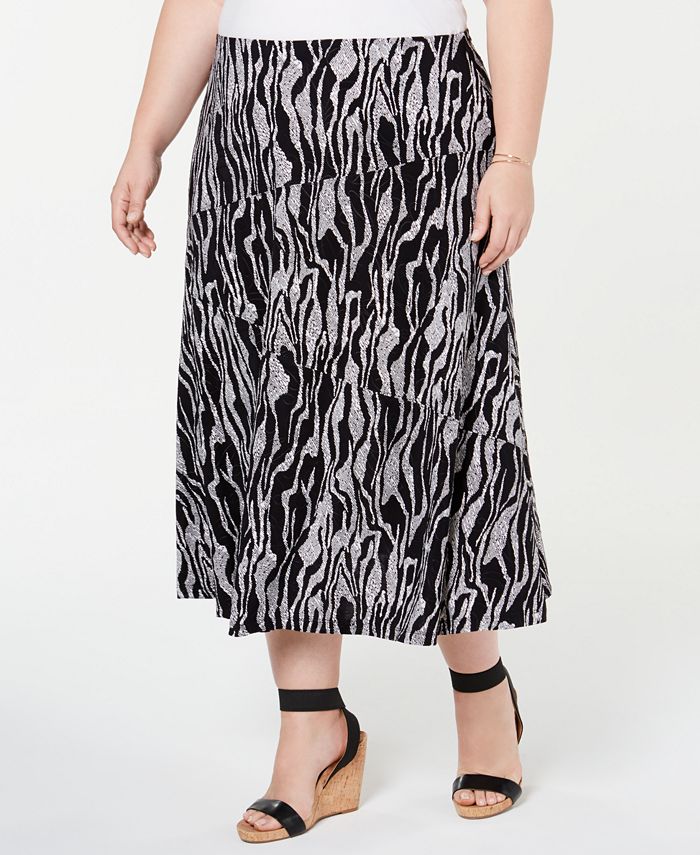 JM Collection Plus Size Printed Jacquard Skirt, Created for Macy's ...