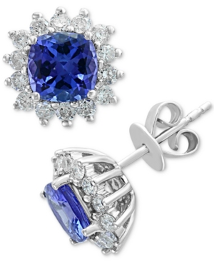 image of Effy Tanzanite (1-9/10 ct. t.w.) & Diamond (5/8 ct. t.w.) Stud Earrings in 14k White Gold