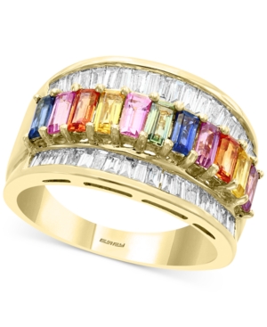 image of Effy Multi-Sapphire (1-5/8 ct. t.w.) & Diamond (1/2 ct. t.w.) Statement Ring in 14k Gold
