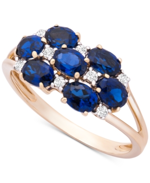 image of Sapphire (1-3/4 ct. t.w) & Diamond (1/10 ct. t.w.) Statement Ring in 14k Gold