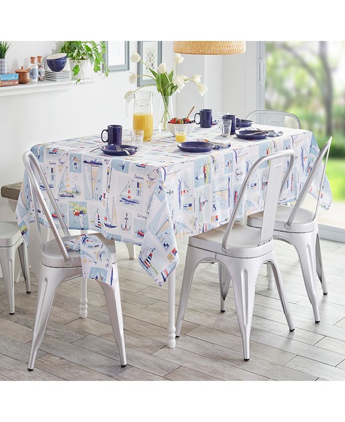 Elrene - Sail Away Stain Resistant Indoor Outdoor 60"X120" Tablecloth