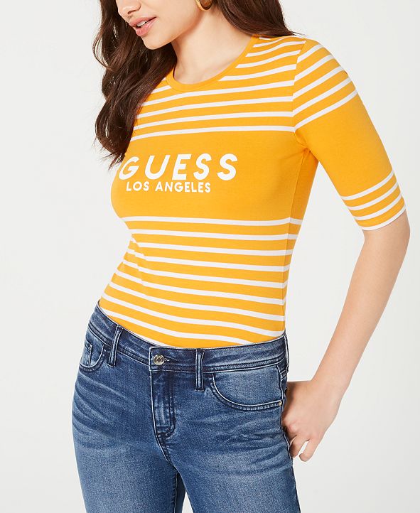 purple striped guess shirt