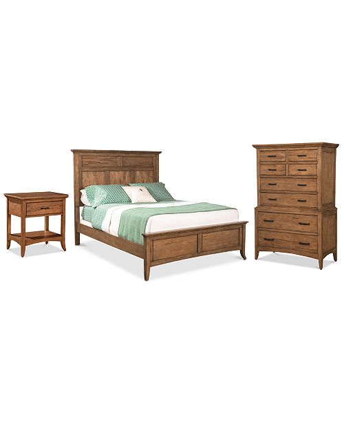 Lockeland Solid Wood Bedroom Furniture 3 Pc Set King Bed Nightstand Chest