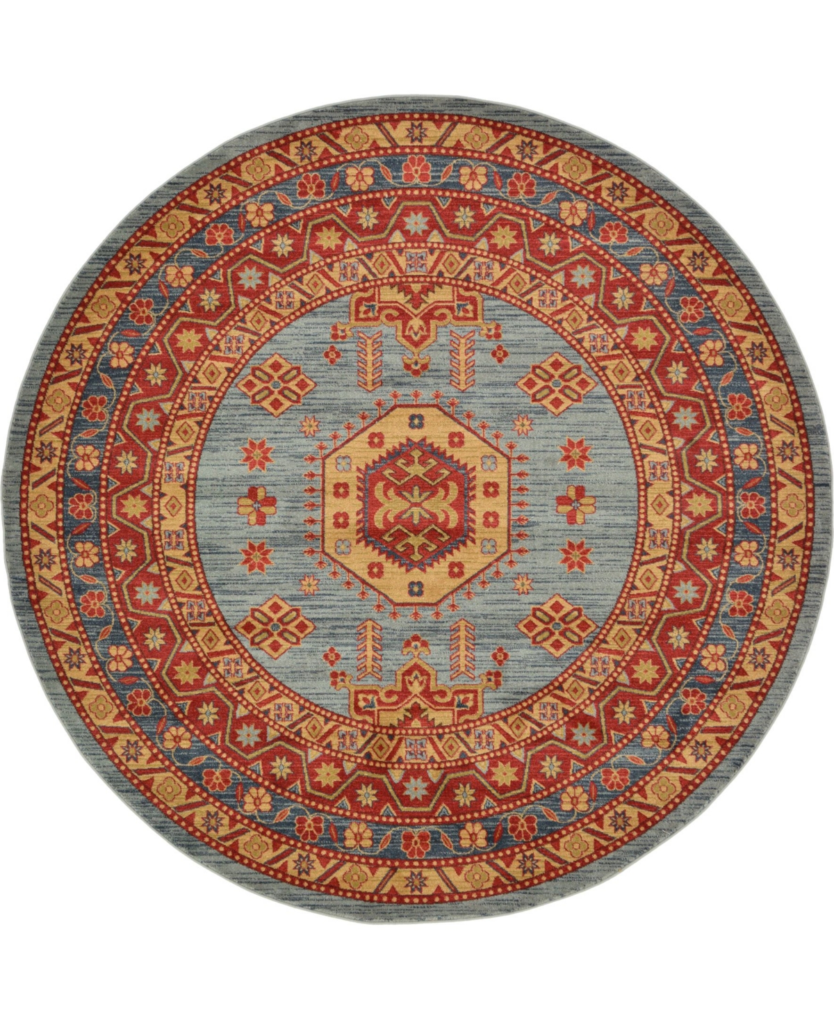 Bayshore Home Harik Har1 Light Blue 8' x 8' Round Area Rug - Light Blue