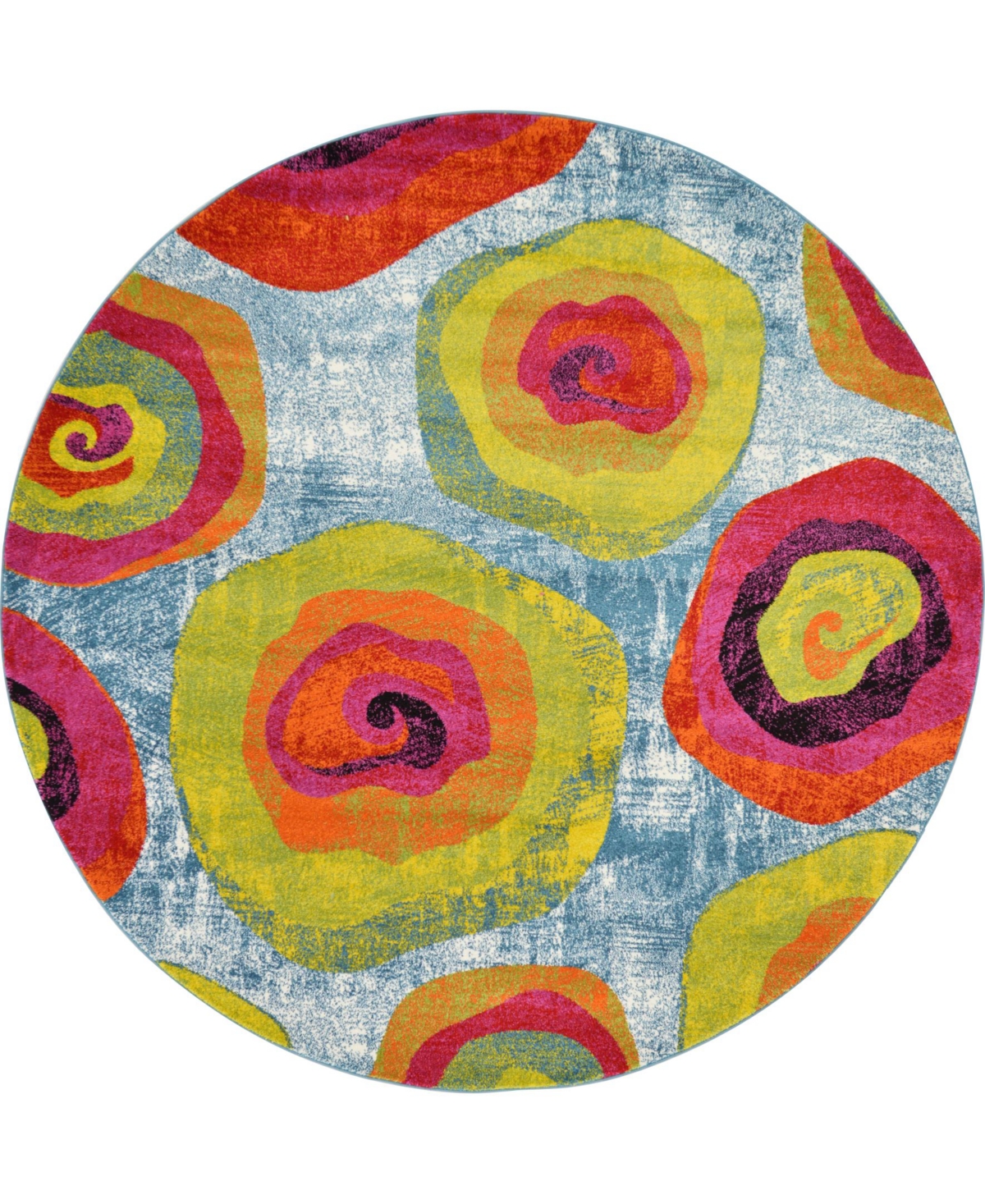 Bayshore Home Pari Par2 Blue 8' x 8' Round Area Rug - Blue