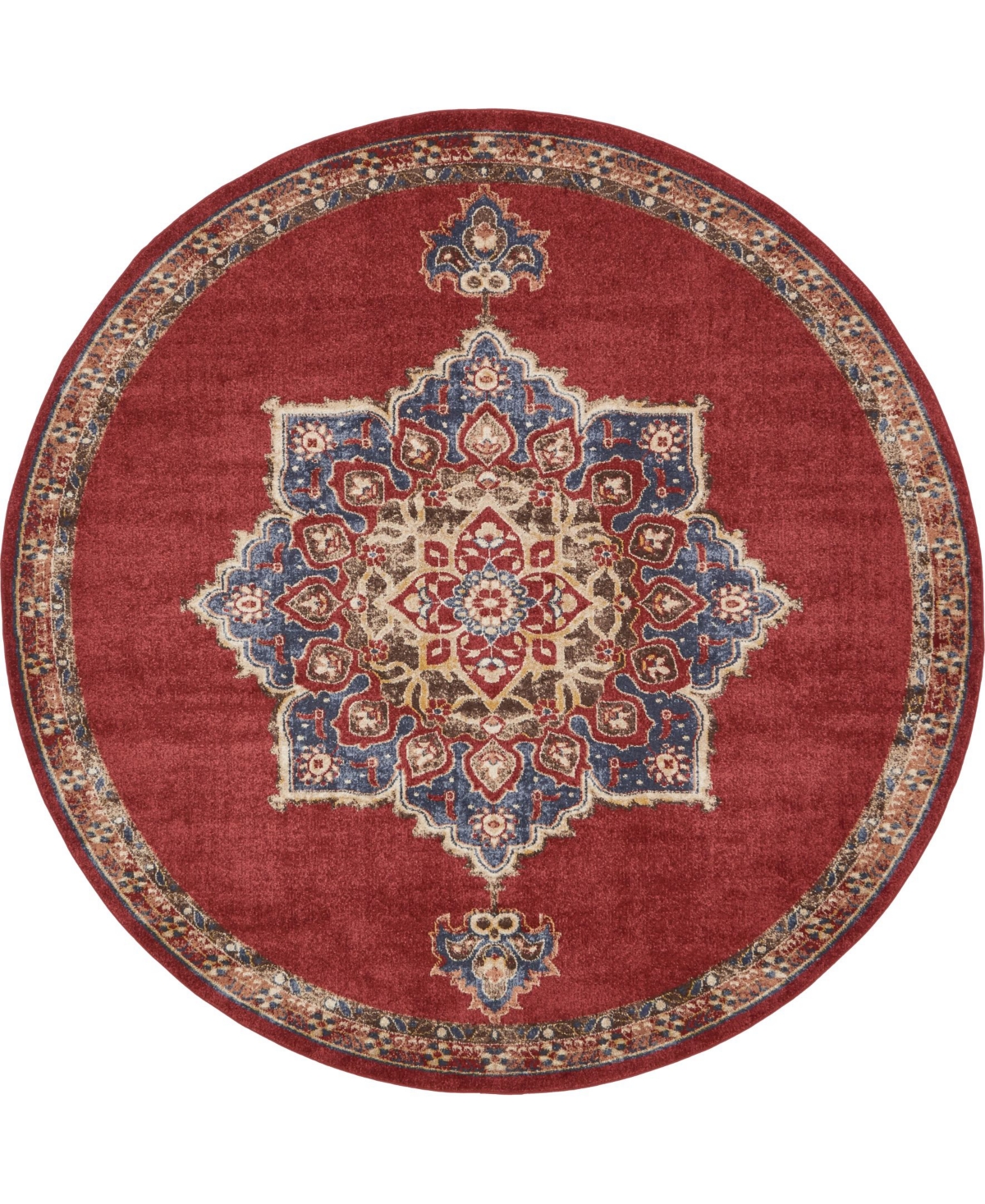 Bayshore Home Shangri Shg3 8' x 8' Round Area Rug - Burgundy