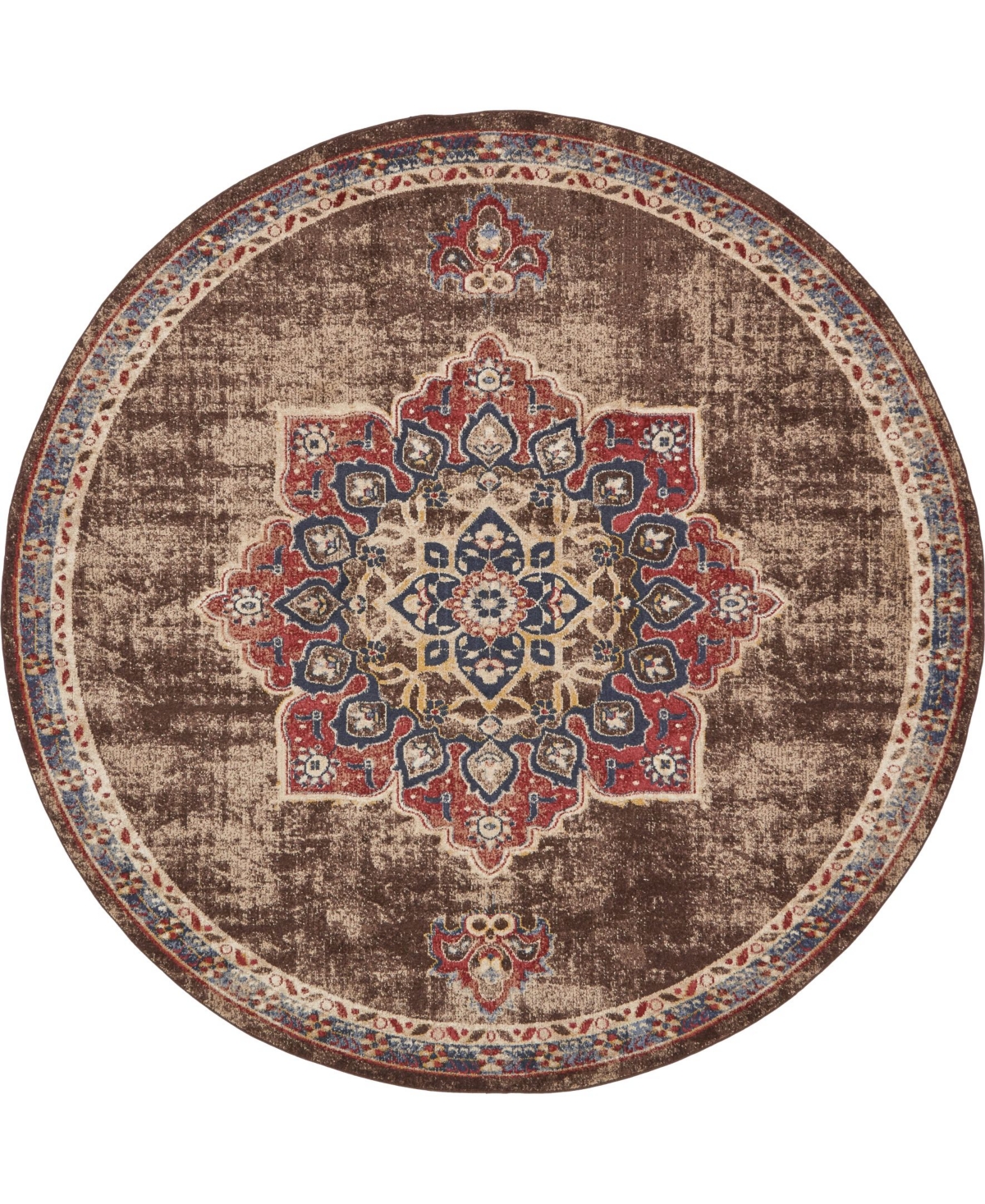 Bayshore Home Shangri Shg3 8' x 8' Round Area Rug - Chocolate Brown