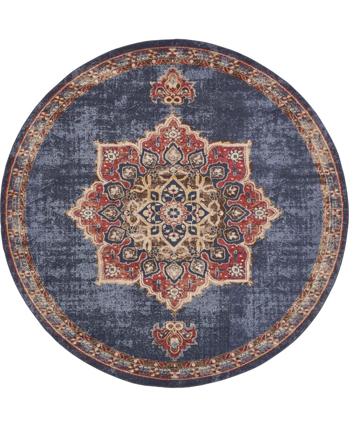 Bayshore Home Shangri Shg3 8' x 8' Round Area Rug - Navy Blue