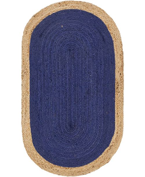 Bridgeport Home Braided Jute A Bja4 Navy Blue 3 3 X 5 Oval Area Rug Reviews Rugs Macy S