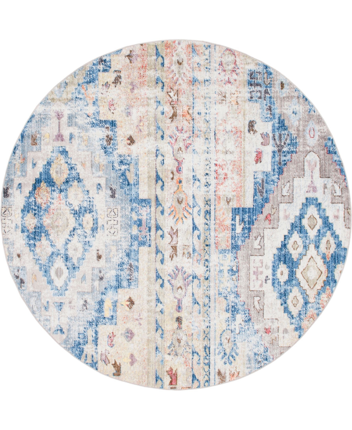Bayshore Home Nira Nir2 8' x 8' Round Area Rug - Blue/beige