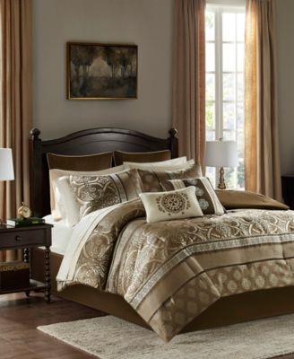 Madison Park Essentials Zara Jacquard 16 Pc. Comforter Sets Bedding In Brown