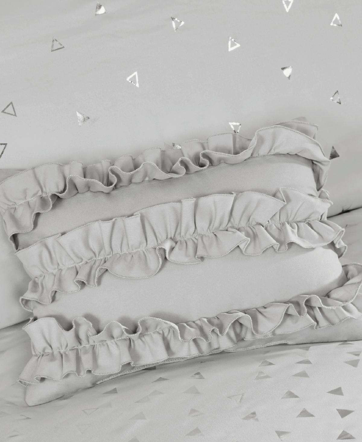 Shop Intelligent Design Closeout!  Zoey King/california King 5-pc. Metallic Triangle Print Comforter Set In Grey,silver