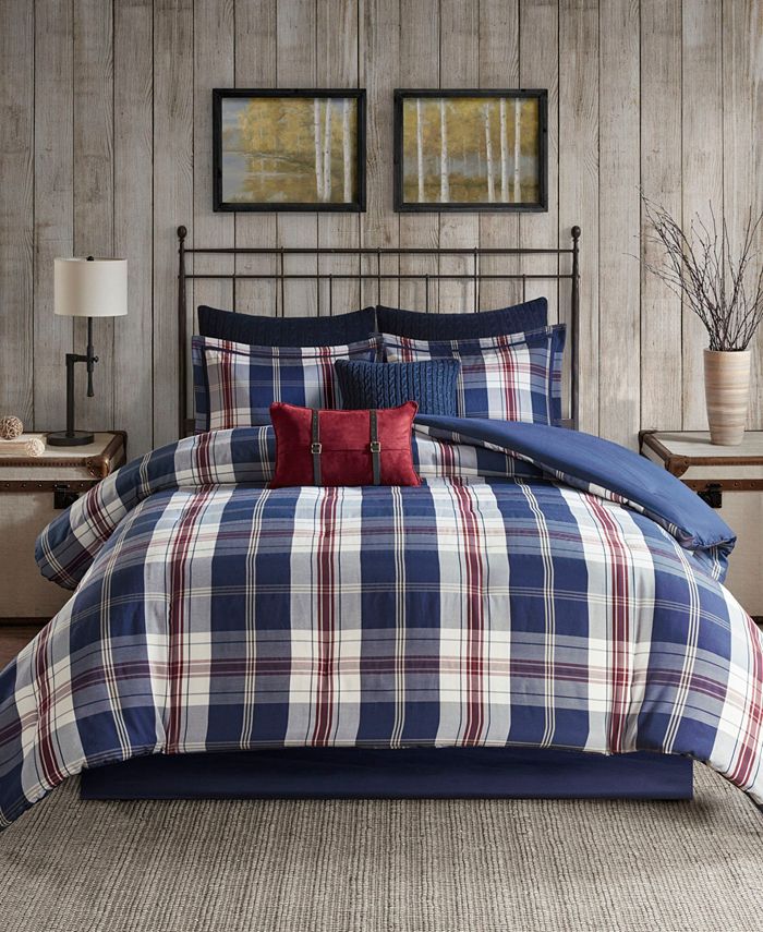 Oversized Plaid Print Comforter Set, Woolrich King Size Bedding