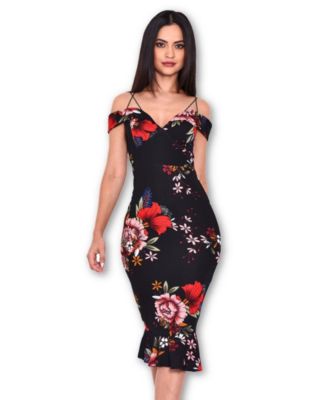 floral fishtail midi dress