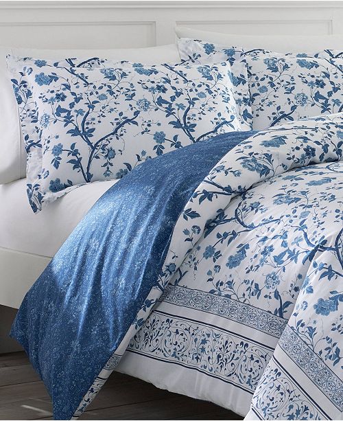 Laura Ashley Charlotte China Blue Duvet Set, Full/Queen ...